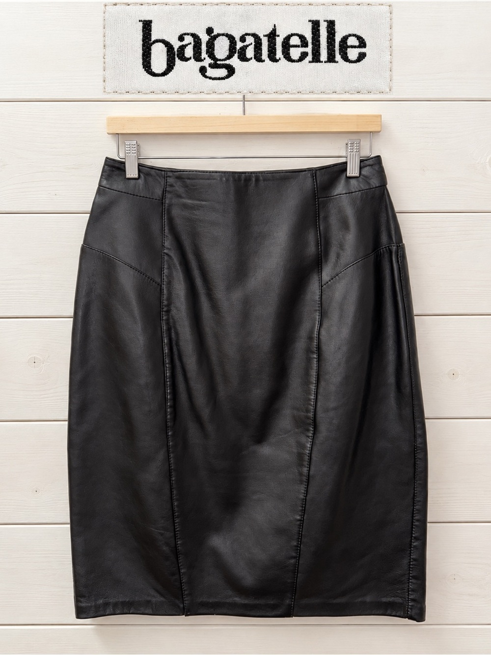 Bagatelle Black Genuine Leather Pencil Skirt – Size 12